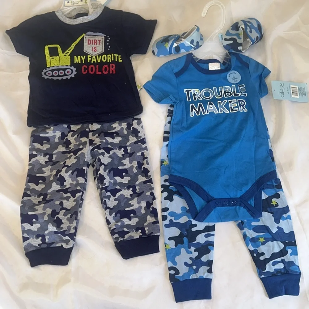 Baby Boy Camo Camouflage Onesie Bodysuit Outfit One Piece 5 Shoe Size 6-9 months